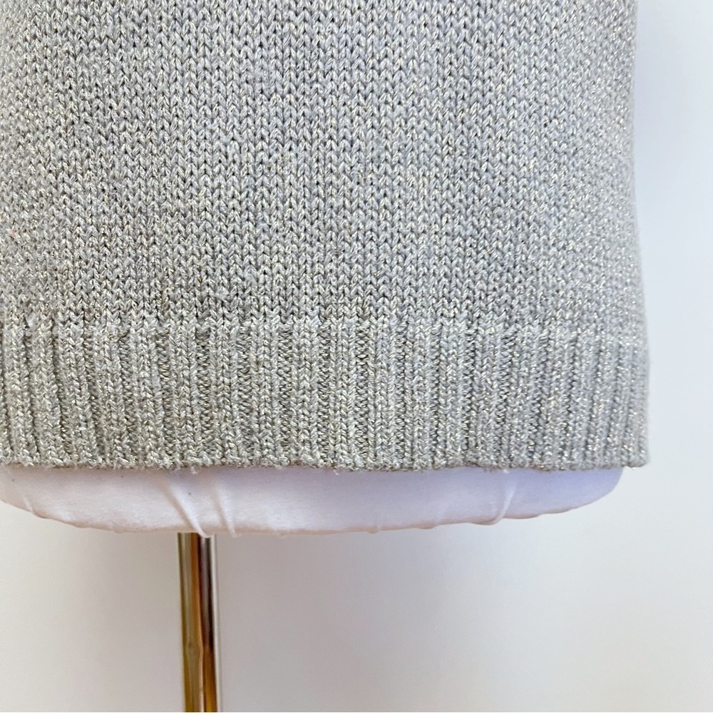 Banana Republic Grey Knit Gold Metallic Threaded Short Sleeve Wool Blend Sweater - Picture 4 of 10